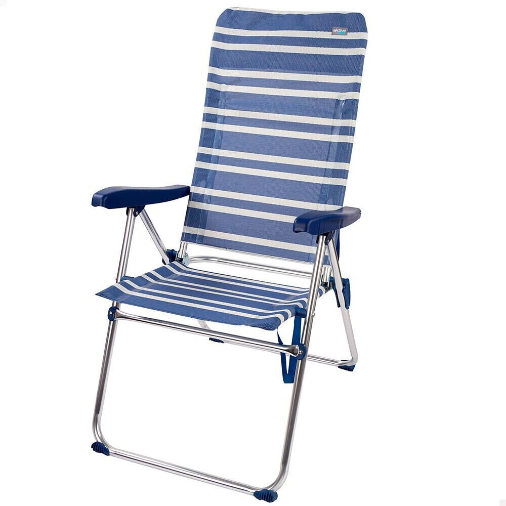 Aktive Beach Folding Chair High Backrest 5 Positions 61x69x108 cm blue/white