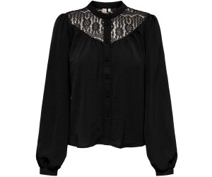 Only ONLMETTE LS MIX LACE BUTTON TOP WVN (15288333-4169429) black 