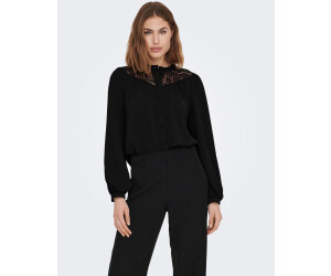 Only ONLMETTE LS MIX LACE BUTTON TOP WVN (15288333-4169429) black 