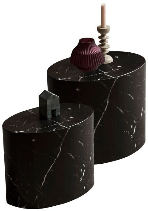 SalesFever Couchtisch bei ab Marmoroptik 2er schwarz Preisvergleich in Beistelltisch oval Travertinoptik Set | € 199,00