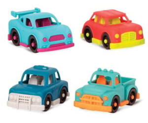 B. Toys Happy Cruisers - Set Di 4 Mini Veicoli Giocattolo Per Bambini - Polizia, Racing, Pick-up