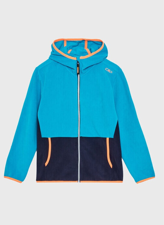 CMP Boy's full zipper hooded color block fleece jacket (32H1384)