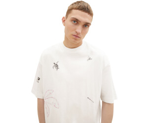 Oversized € Print mit ab Tailor Tom T-Shirt Preisvergleich Denim 11,86 wool bei (1036483-12906) | white