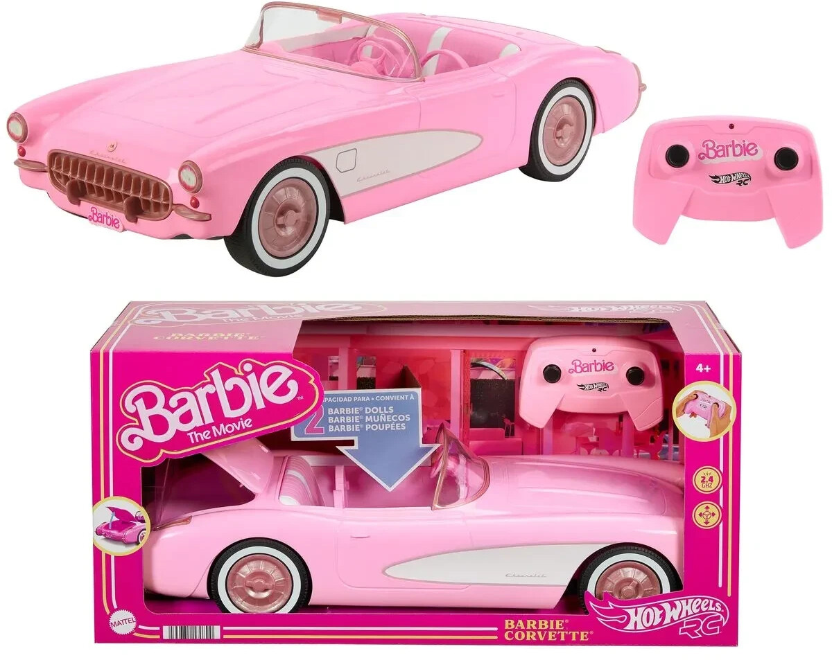 Barbie Voiture Cabriolet Rose pour poupée, décapotable avec deux