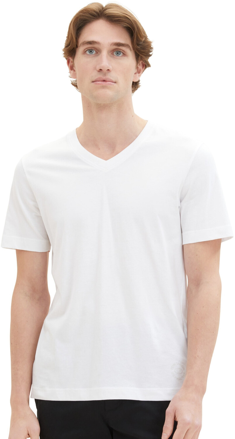 | € ab white 19,99 Tom im bei mit (1037738-20000) Tailor V-Ausschnitt Preisvergleich Doppelpack T-Shirt