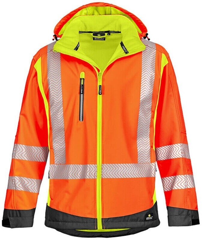 4Protect Warn-Wetterschutzoftshell-Jacke Houston Leuchtorange/Leuchtgelb