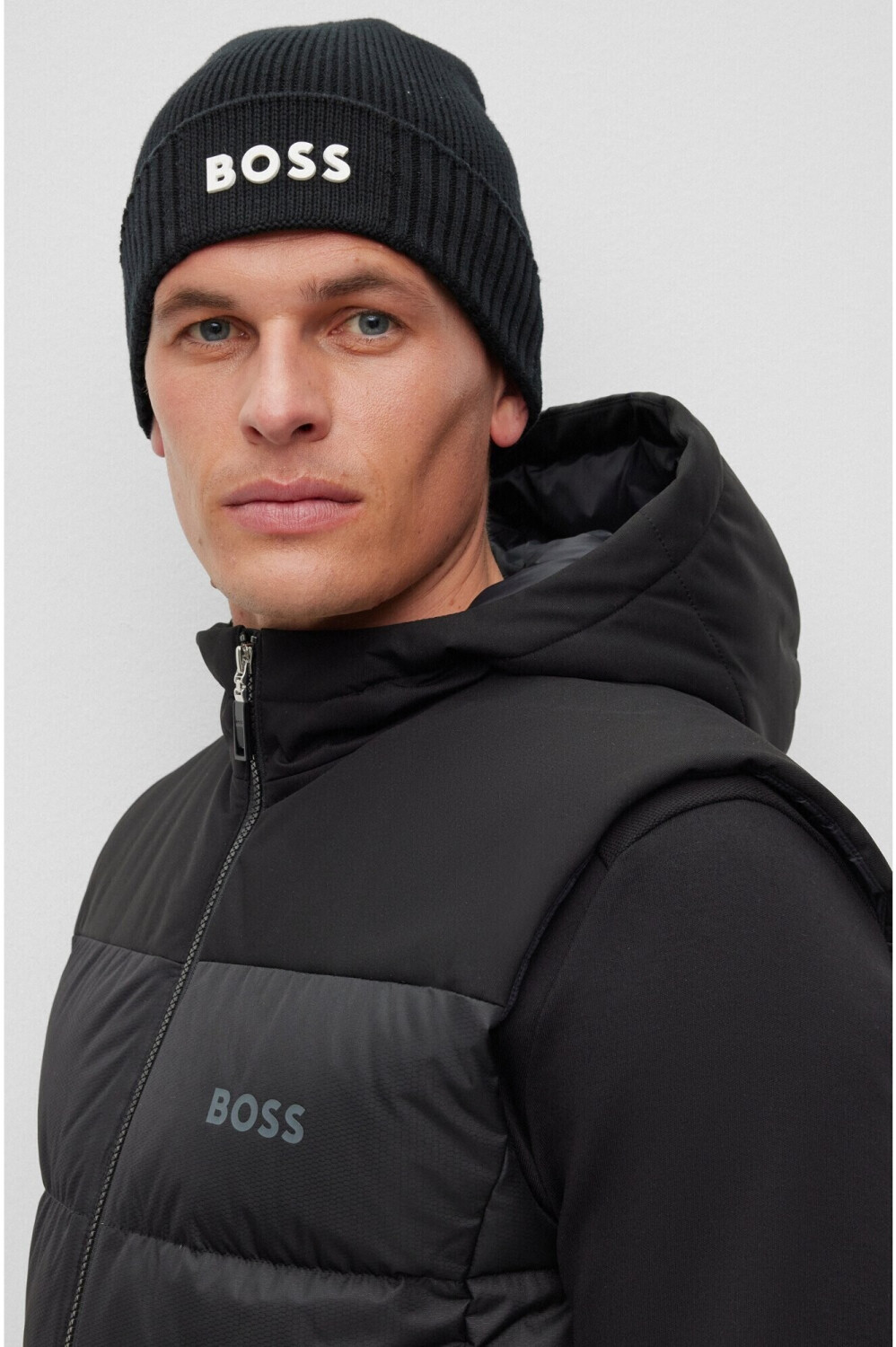 Hugo Boss Mütze - Schwarz Baumwoll-Mix Style Asic_Beanie-X mit 39,99 ab € ONESI | 50499423 Kontrast-Logo bei Preisvergleich aus