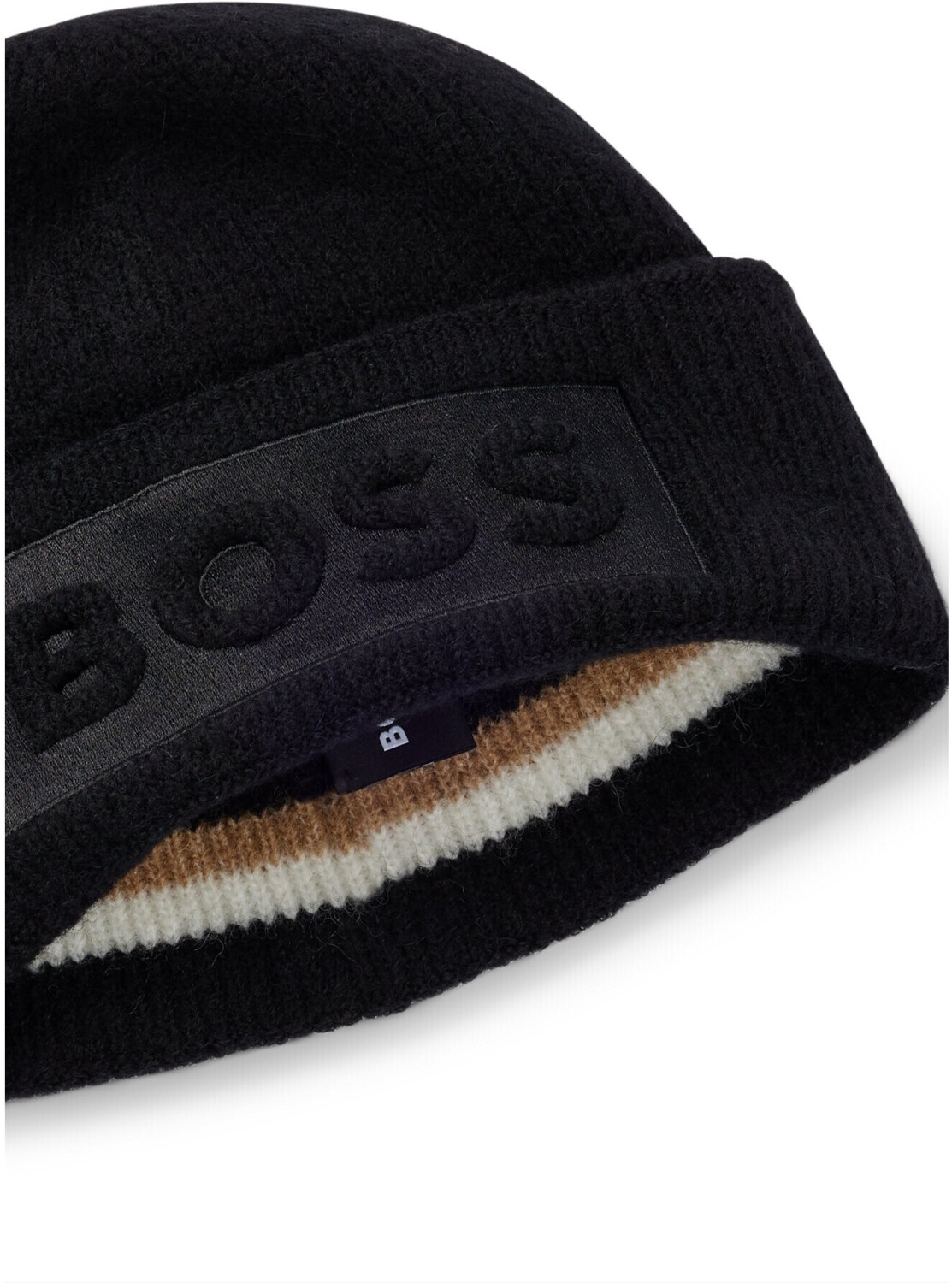 Hugo Boss Grob gerippte 51,32 ONESI ab 50500574 Schwarz Mütze Monello_Hat mit | - Preisvergleich bei € Logo-Stickerei Style