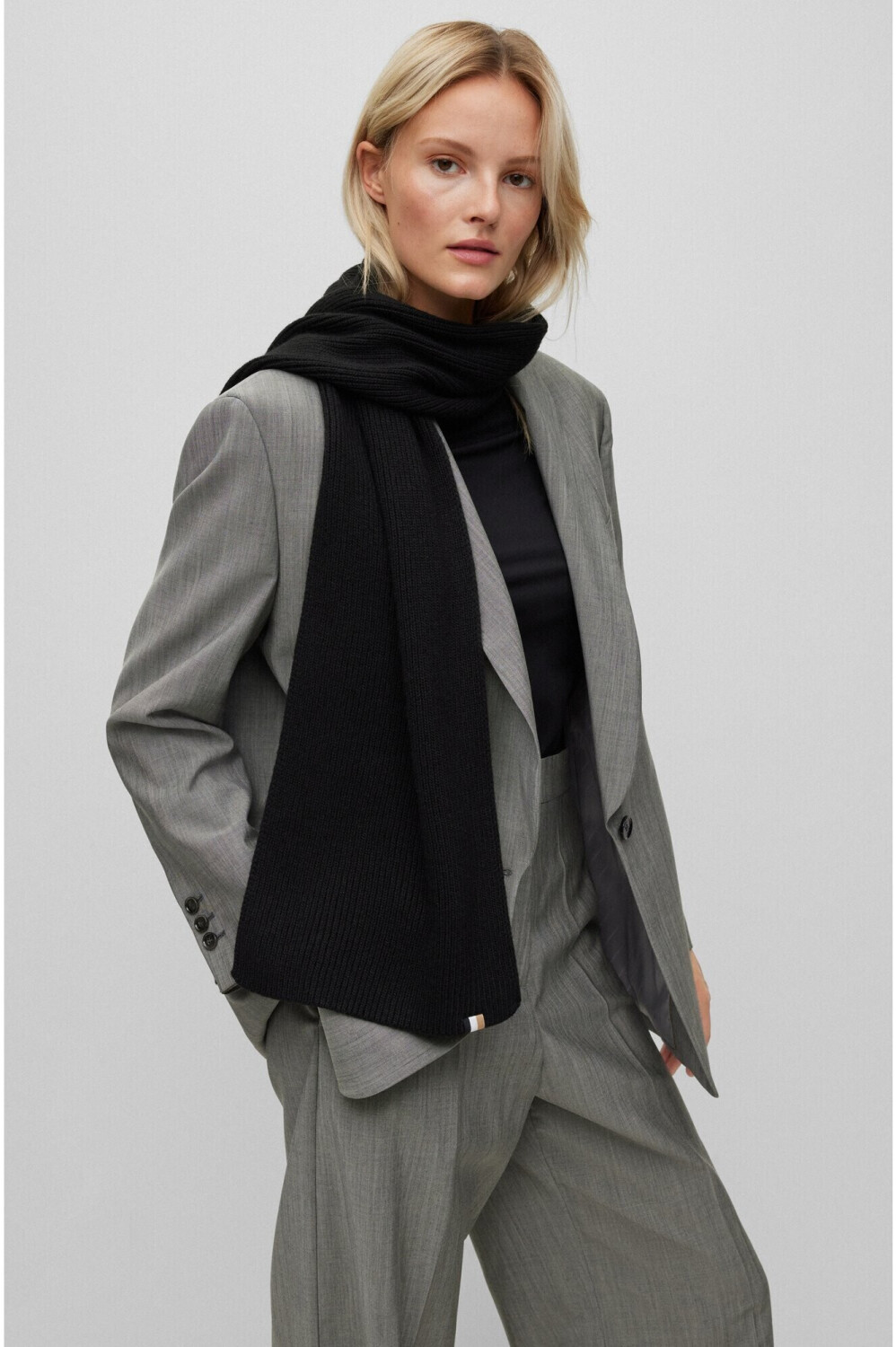 ONESI | 50497862 mit - 79,20 Laura_scarf € Schwarz Signature-Streifen-Etikett Gerippter Preisvergleich Hugo Boss Style ab bei Schal
