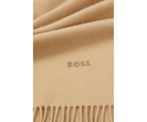 Hugo Boss Schal aus reiner - | mit Zaphira 50503595 € Style bei Fransen Logo-Stickerei Beige 72,99 ONESI und Wolle ab Preisvergleich