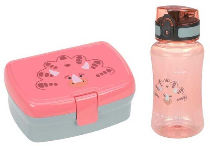 Lässig Set Lunch box avec gourde dino rose