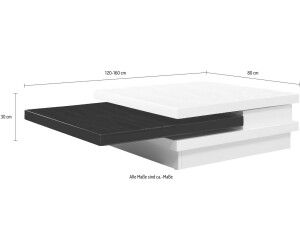 SalesFever Couchtisch rechteckig 360 Grad (398661) cm x80x30 Preisvergleich bei | weiß-schwarz 120 331,49 ab drehbar €