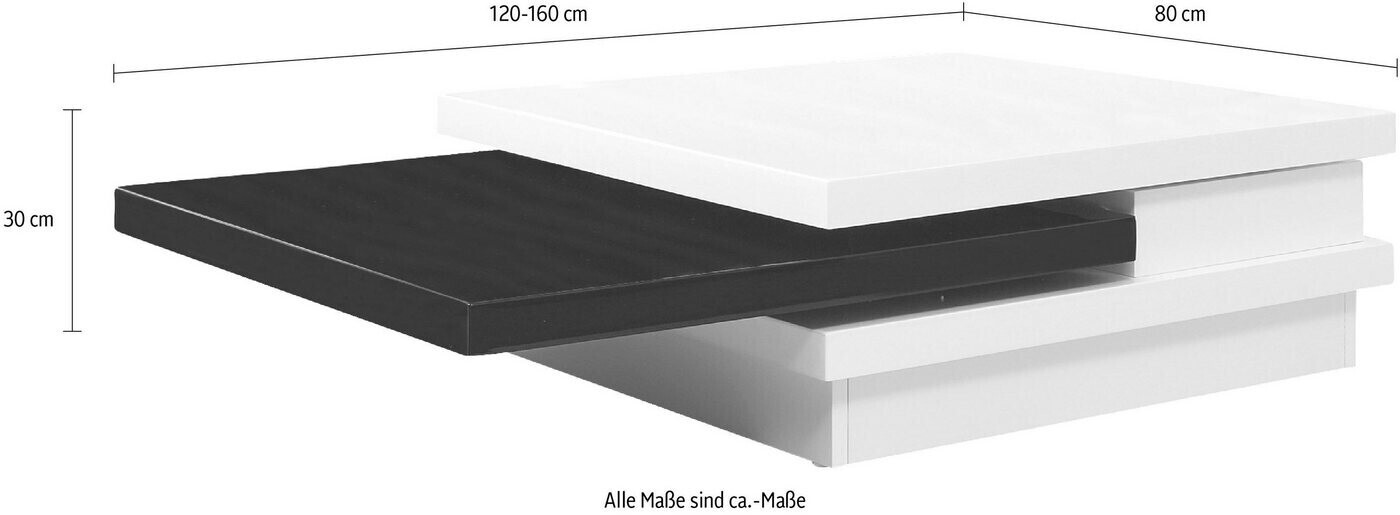 SalesFever Couchtisch rechteckig x80x30 120 cm Preisvergleich € 360 ab bei Grad drehbar | (398661) weiß-schwarz 331,49