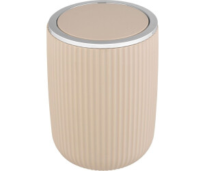 Poubelle Salle De Bain WENKO Agropoli 2L - Gris, Couvercle Oscillant, Plastique - 14,5x20x14,5 Cm