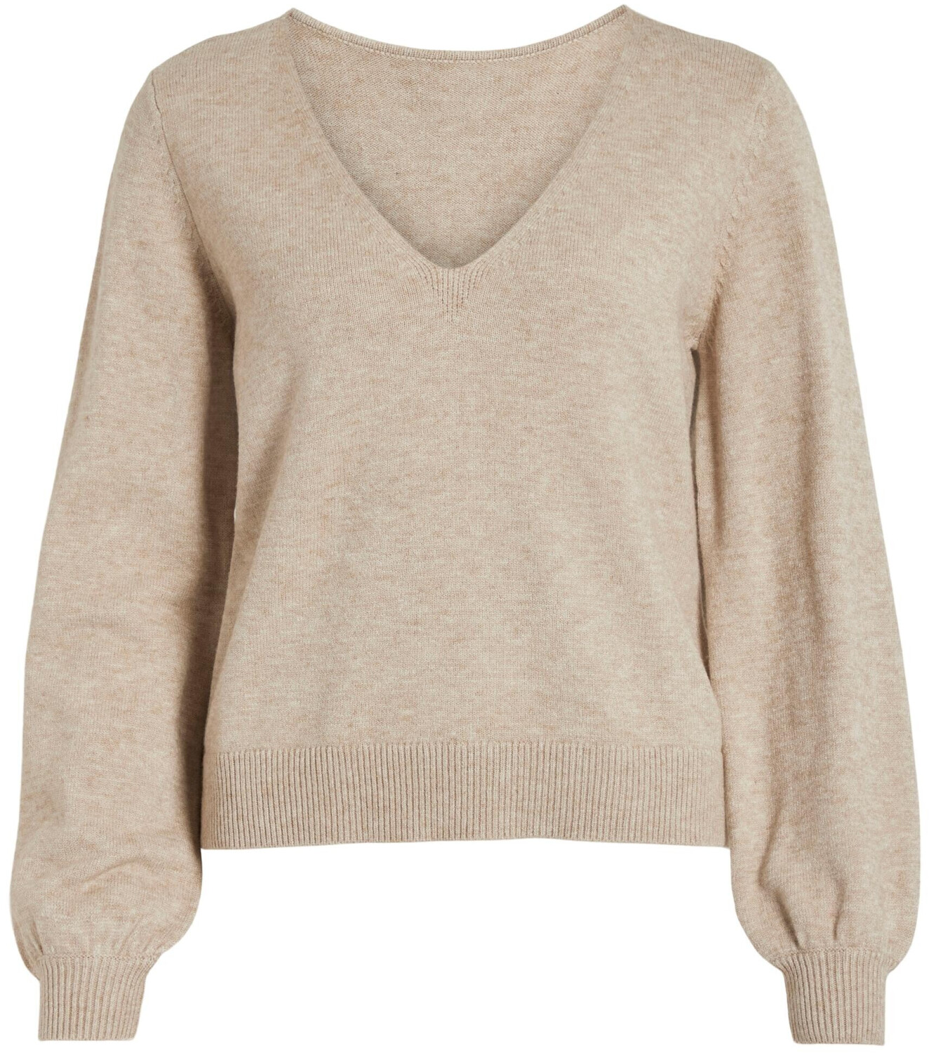 Vila Ril Rev V-Neck l/s Knit Top (14084174) natural melange