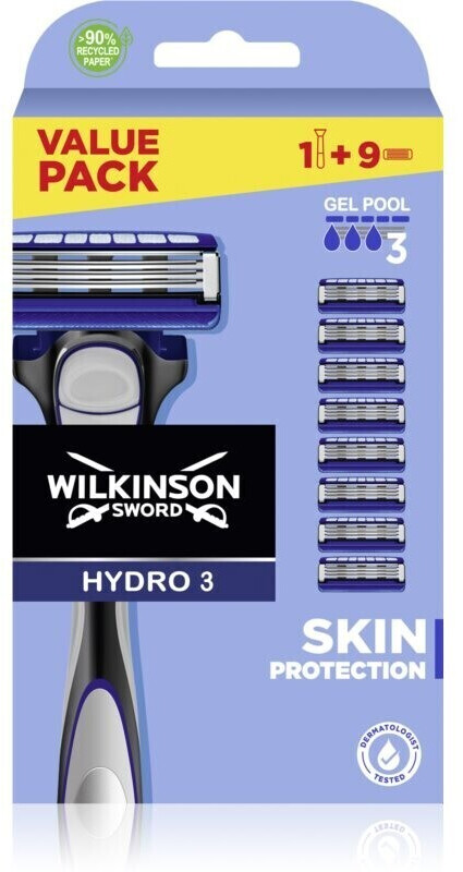 Photos - Razor / Razor Blade Wilkinson Sword Hydro 3 Skin Protection razor + 8 replacem 