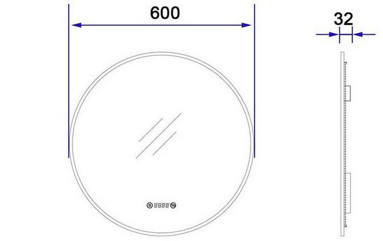 ECM-60-B2-o Konvex Spiegel, Schwarze Farbe, 60 cm Durchmesser, für
