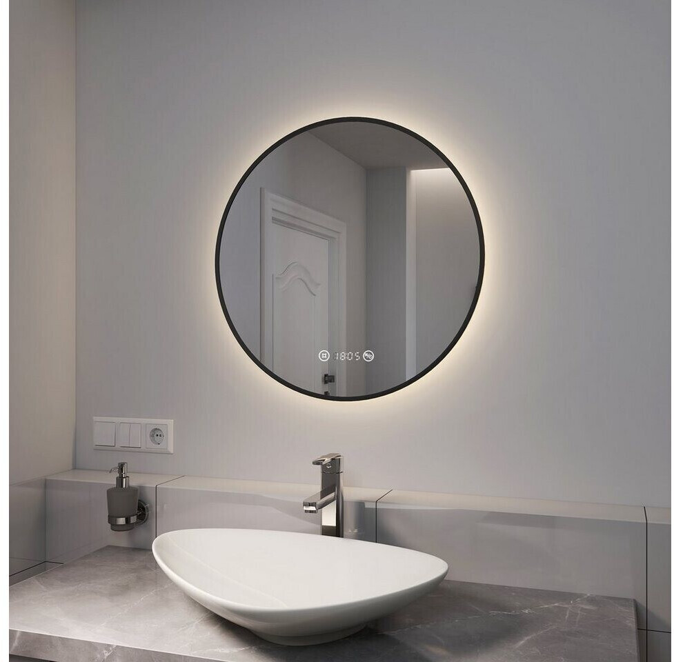 EMKE LED Badspiegel Rund Spiegel mit Beleuchtung ф60cm Gebürstetem