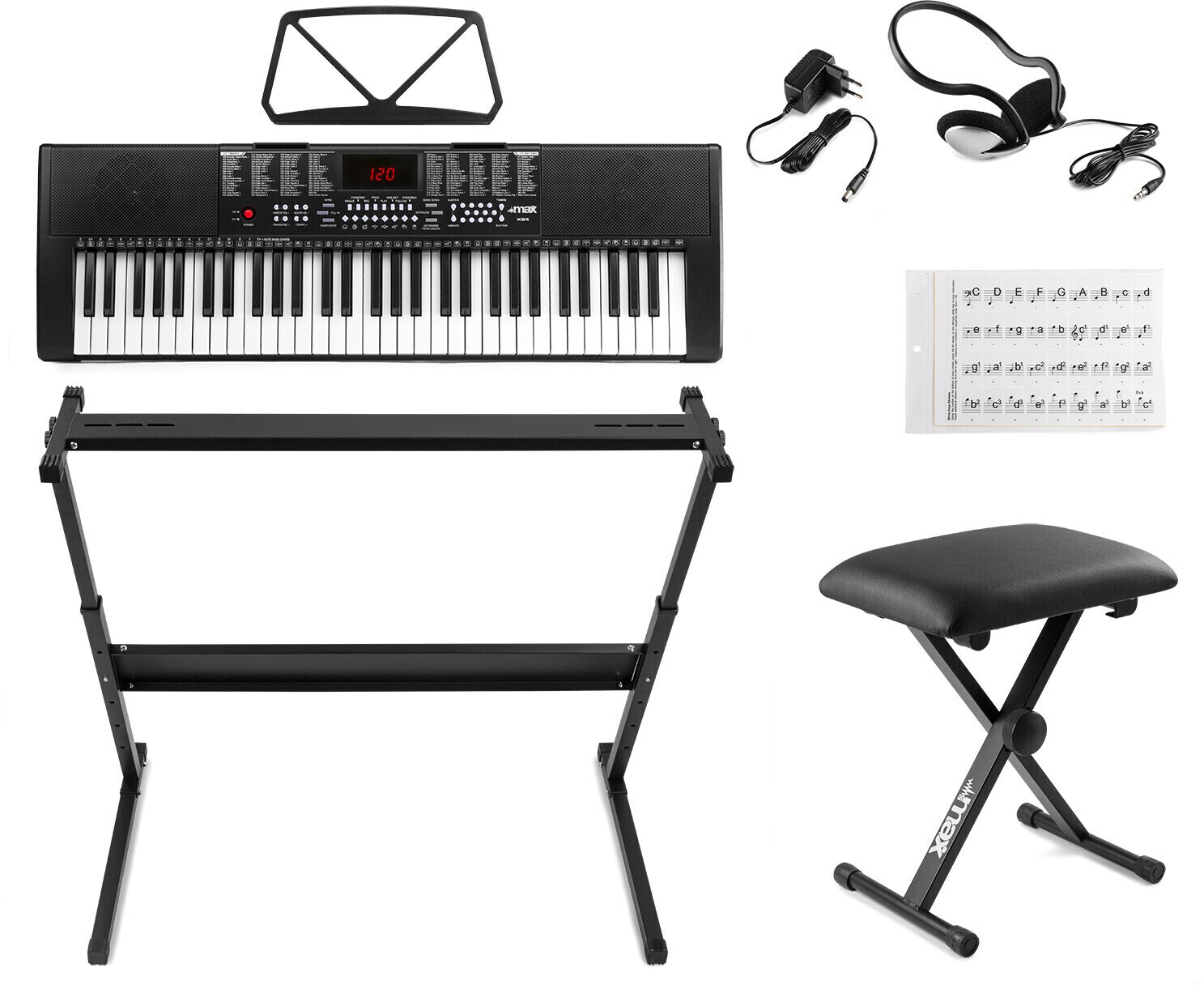 MAX KB4 Kit Complet avec Piano, Support de Piano et Banc