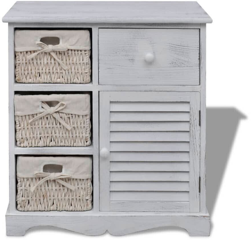 Photos - Dresser / Chests of Drawers VidaXL Wooden cabinet with wicker baskets 60x63cm  (240794)