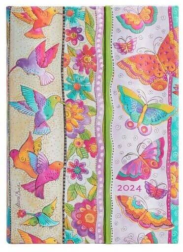 Paperblanks 12-Monatskalender 2024 Kolibri und Schmetterlinge, Horizontal