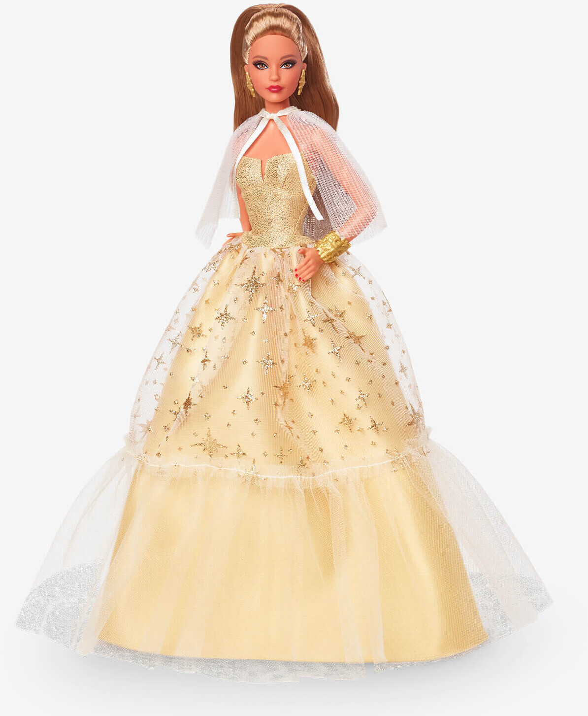 Barbie Magia delle Feste 2023, bambola, regalo per collezionisti per le  feste, abito dorato e capelli castano chiaro, HJX06