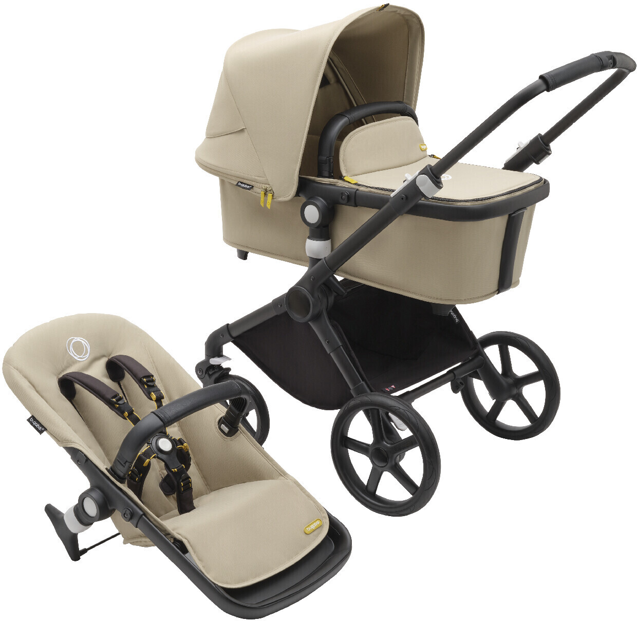 Bugaboo Fox Cub stroller with carrycot and seat black/desert beige