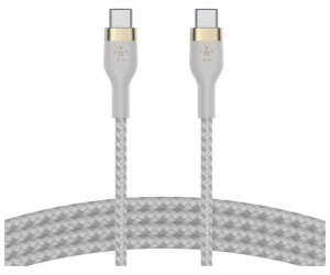 Câble USB-C vers USB-C 240 W 2 m Tressé Blanc - Belkin BoostCharge - USB -  BELKIN