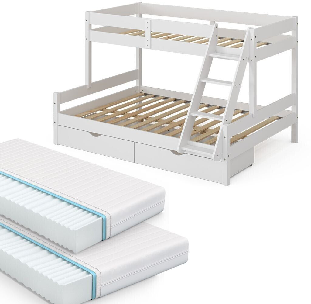 VitaliSpa Everest 90/140x200cm with 2 Drawers and Mattresses White
