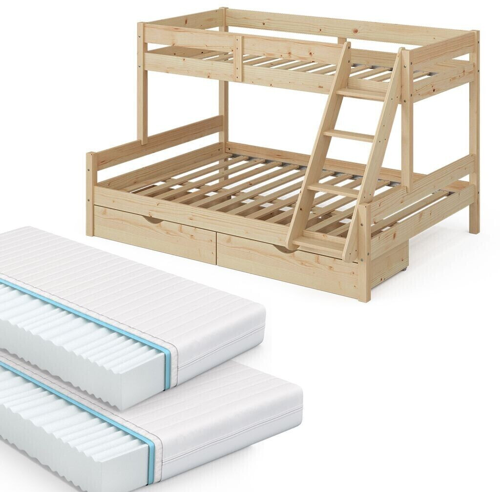 VitaliSpa Everest 90/140x200cm with 2 Drawers and Mattresses Nature
