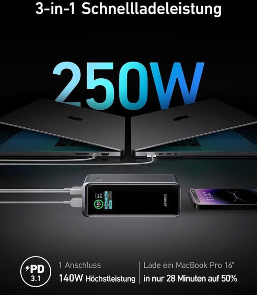 Anker Prime 27.650 mAh 250W ohne Ladestation schwarz, Bild 8
