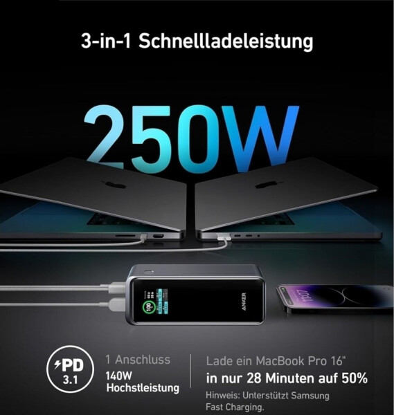 Anker Prime 27.650 mAh 250W ohne Ladestation schwarz, Bild 9