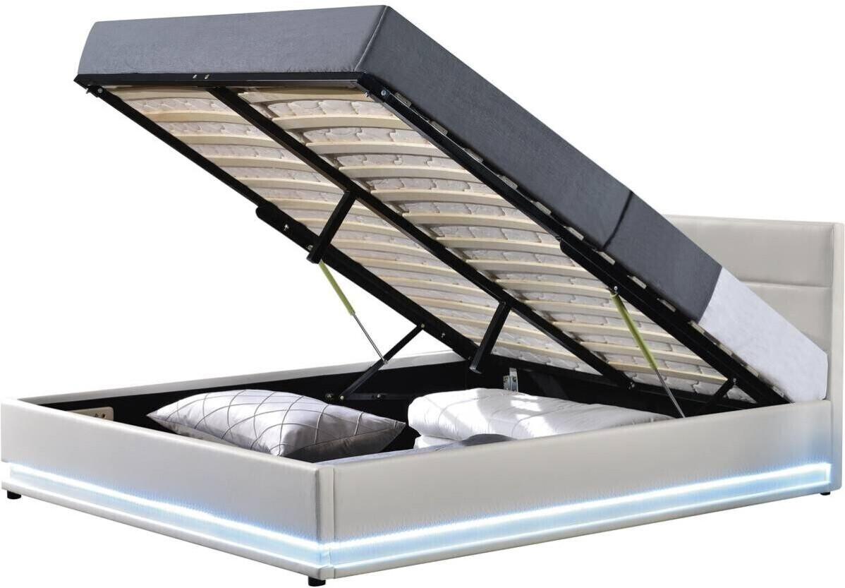 Habitat et Jardin Lit avec LED Anastasia 180 x 200 cm blanc