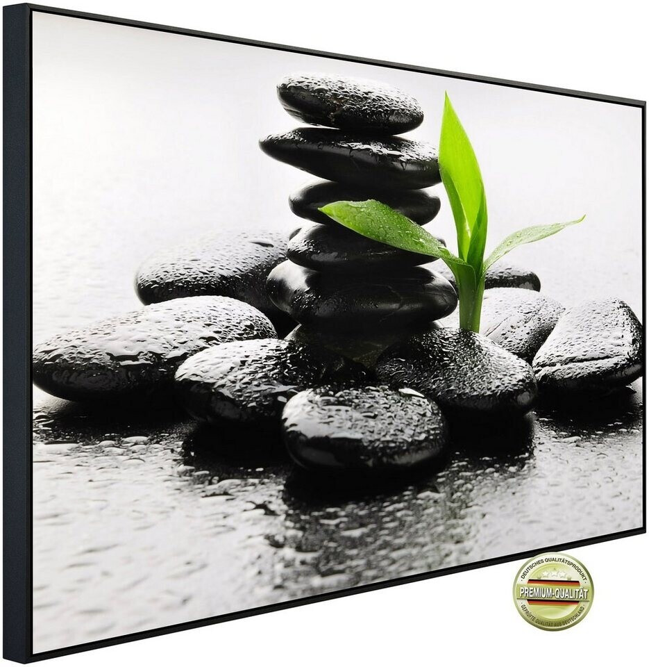 papermoon Infrarot-Bildheizkörper Zen Steine mit Regen (60 x 60 cm, 350 W)