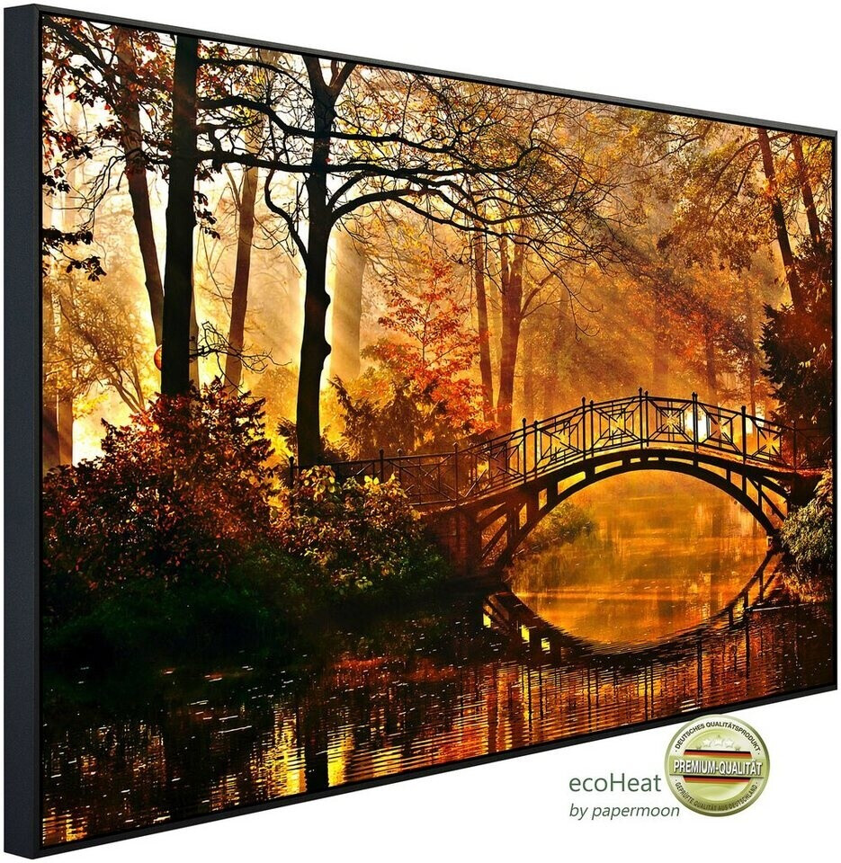 papermoon Infrarot-Bildheizkörper Misty Park Bridge (120 x 90 cm, 1.200 W)