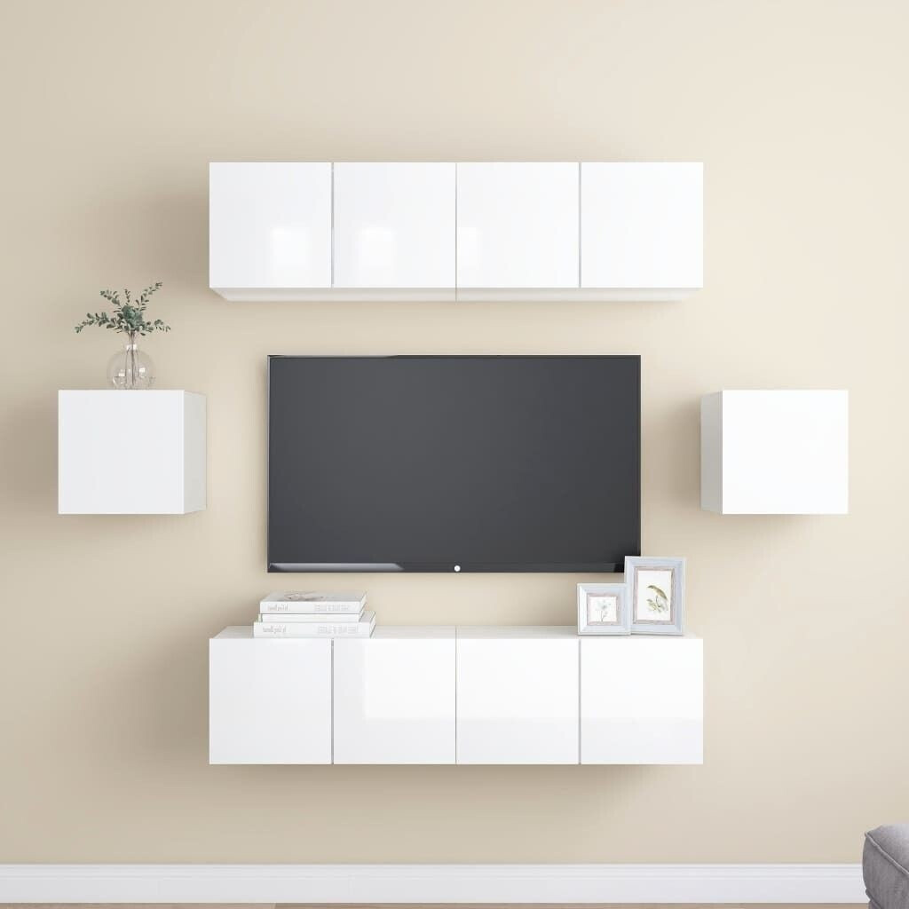 vidaXL 6 pcs. TV cabinet set high-gloss white (3079312)