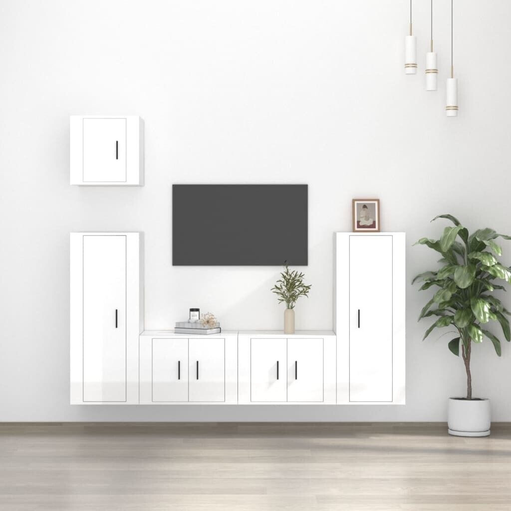 vidaXL 5 pcs. TV cabinet set high-gloss white (3188784)