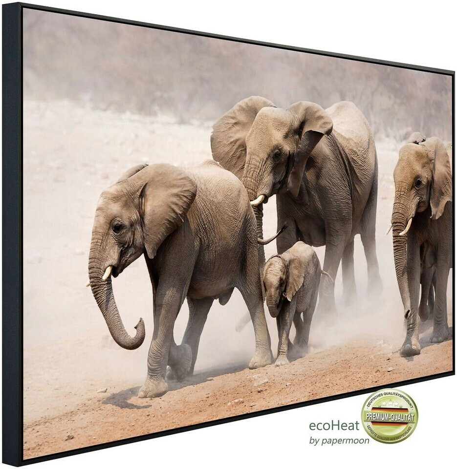 papermoon Infrarot-Bildheizkörper Elefantenherde 2 (120 x 75 cm, 900 W)