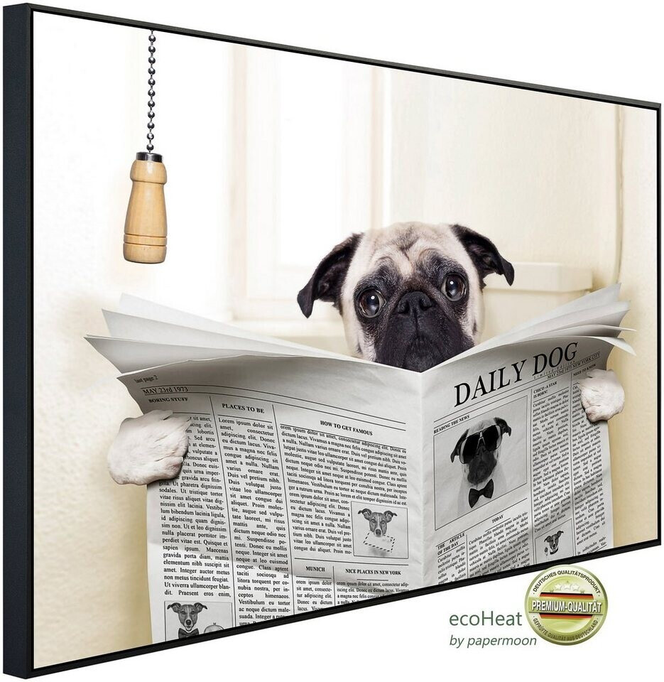 papermoon Infrarot-Bildheizkörper Zeitungshund (60 x 60 cm, 350 W)