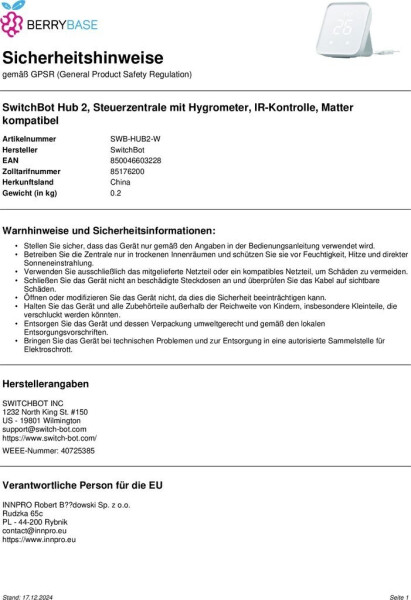 SwitchBot Hub 2 (W3202100), Bild 8