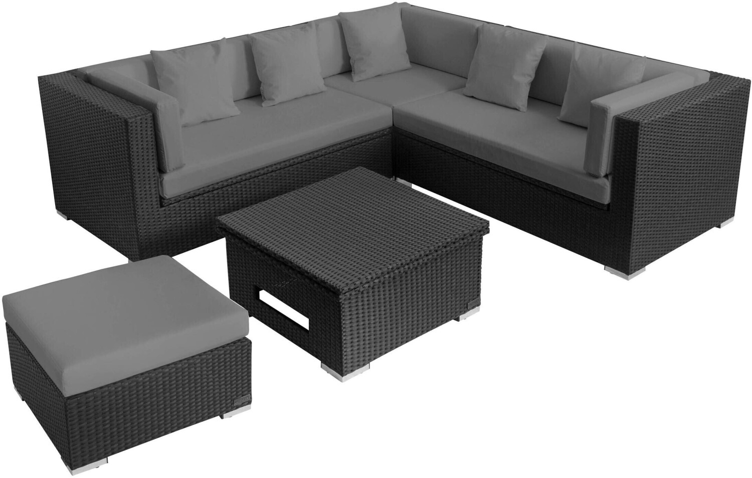Outflexx LoungemöbelSet schwarz Polyrattan 6 Personen wasserfeste