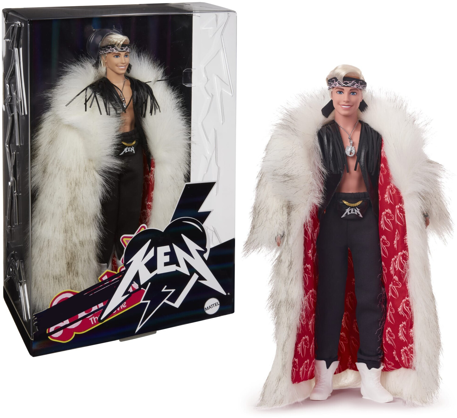 Photos - Doll Barbie The Movie - Ken  Wearing Faux Fur Coat And Black Fringe 
