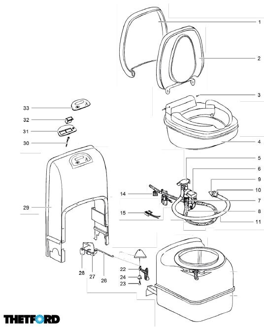 Thetford Schieberhalterung - Thetford Ersatzteil Nr. 23850 - für Cassette C200 CW-CWE / C200 S-CS