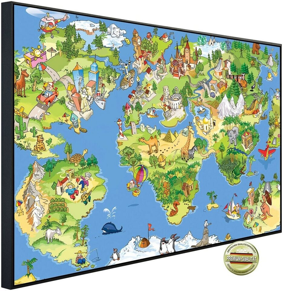 papermoon Infrarot-Bildheizkörper Kinderweltkarte (100 x 60 cm, 600 W)