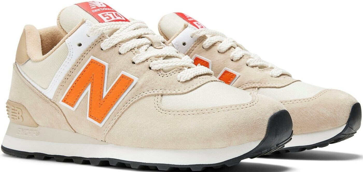 New balance beige & orange 574 trainers discount