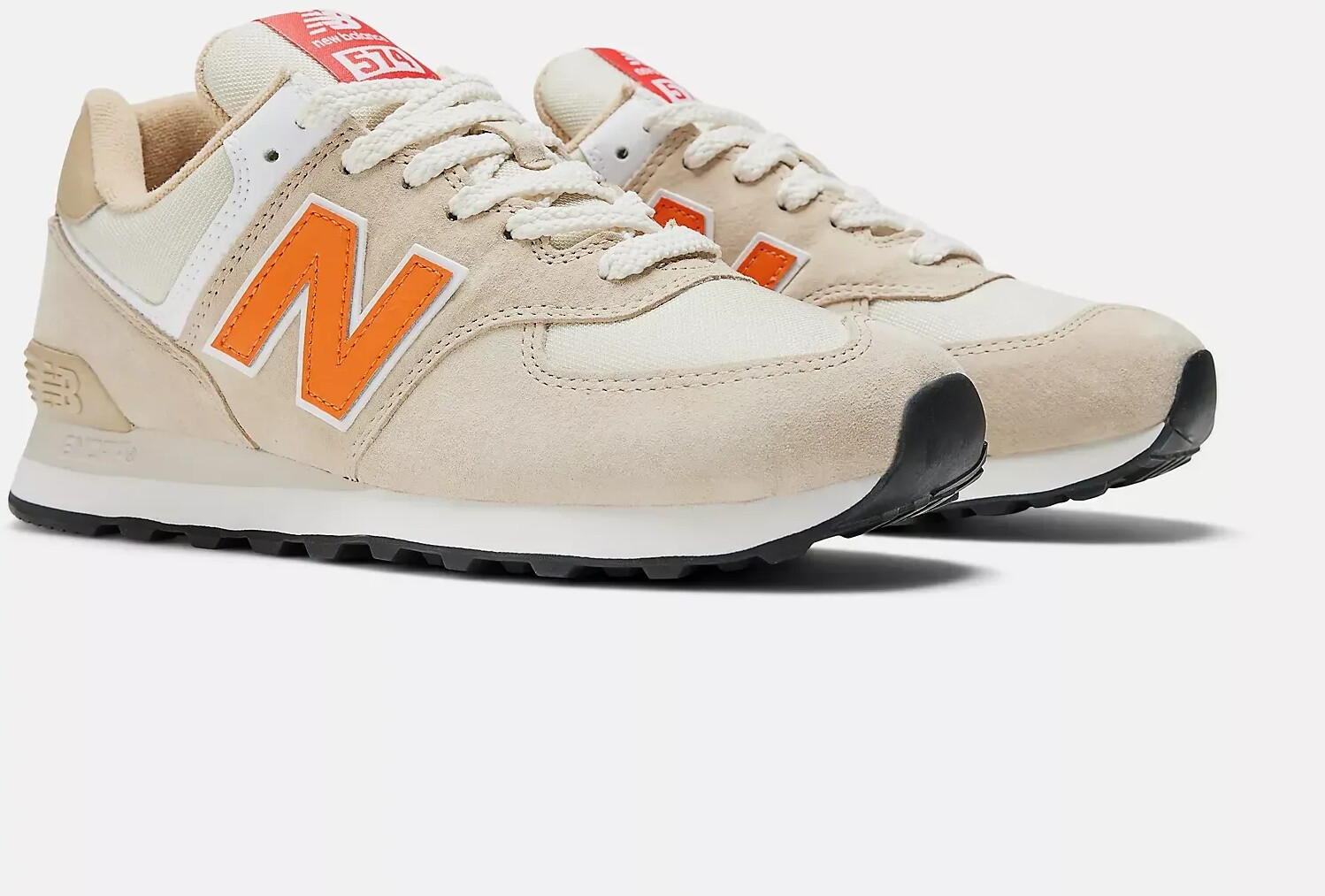 New balance beige online y orange 574 trainers