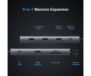 Ugreen Revodok Pro 109 9-in-1 USB-C Hub (10Gbps USB 3.2, 4K@60Hz