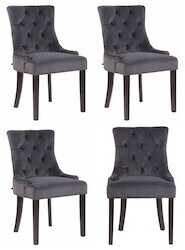 CLP Set of 4 dining chairs Aberdeen velvet antique dark gray (317614)