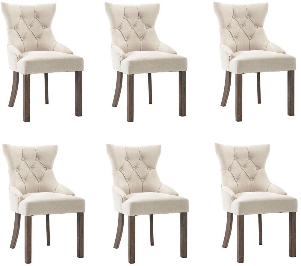 vidaXL Dining chairs 6 pcs beige fabric (3058307)