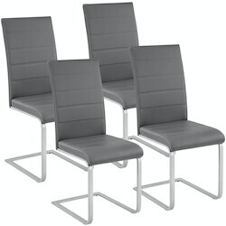 TecTake 4 swing chairs imitation leather gray (402555)